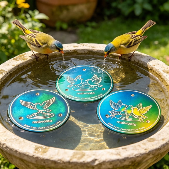 3pcs Bird Bath Copper Disk, Copper Plate for Bird Bath, Physical Safe Clean Water Purification Plate with 3-Point Base for Outdoor, Birdbaths Bowl All-Season Use