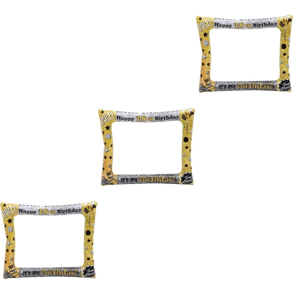 3pcs Birthday Party Inflatable Photo Frame Balloon Pattern Decoration Party Supply