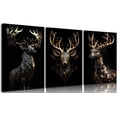 thumbnail image 1 of 3pcs Black Gold Elk Canvas Wall Art Modern Deer Theme Posters Prints Paintings Wildlife Pictures Wall Decor for Bedroom Living Room Office Bathroom Decoration Unframed, 1 of 6