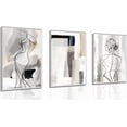 thumbnail image 1 of 3pcs Black White Abstract Line Wall Art Female Figure Silhouette & Geometric Elements Pictures Posters Modern Minimalist Canvas Paintings Wall Decor For Living Room Bedroom Decoration, 1 of 6