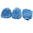 3pcs Blue Microfiber Chenille Wash Mitt Car Cleaning Tool Sleeve