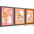 thumbnail image 1 of 3pcs Boho Cats Canvas Wall Art Funny White Cat Wall Decor Pictures Cute Colorful Floral Cats Posters Prints for Living Room Bedroom Bathroom Nursery Home Decoration Ready To Hang, 1 of 7