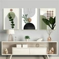 thumbnail image 1 of 3pcs Boho Tropical Art Green Plants Canvas Wall Art Poster Abstract Sketch Line Leaves Painting Picture Aesthetic Bedroom Decor, 1 of 5