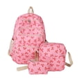 thumbnail image 1 of 3pcs Bow Backpack for Women, 2025 New Bow Backpack Bags Set, Cute Kawaii Preppy with Lunch Bag and Pencil Case Backpack Set, Coquette Nylon Backpack With Bow Pattern (Hot Pink), 1 of 9