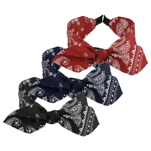3pcs Bow Knotted Wide Headbands Fashion Hair Accessories for Women Black Red Navy Blue 2.28" Width