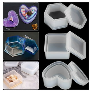 KISREL 3 PCS Large Resin Molds Silicone, Silicone Molds for Resin Including  Large Hexagonal and Square Heart Resin Mold, Epoxy Resin Molds for Flower