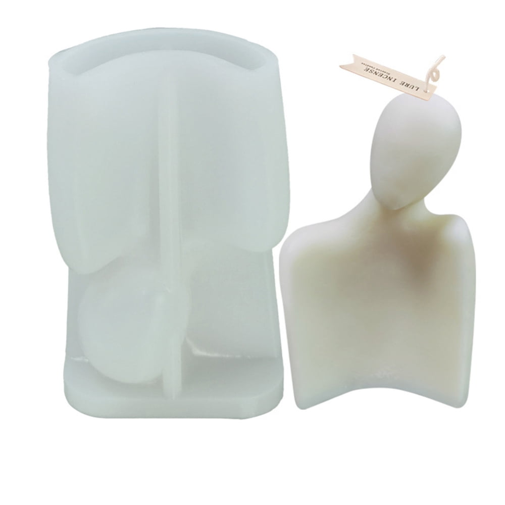 3pcs Boyfriend Candle 3D Bust Portrait Silicone Molds for Half-body Sculpture Scented Candle Making White 14x8.9x5.7cm Inner Diameter: 72x21mm.
