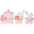 3pcs Bunny Resin Cake Topper Adornments Doll Cute Train Rabbit Happy