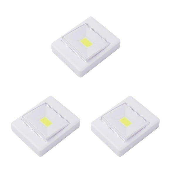 3pcs COB LED Wall Light Wireless Room Shed Light Battery Operated(White)