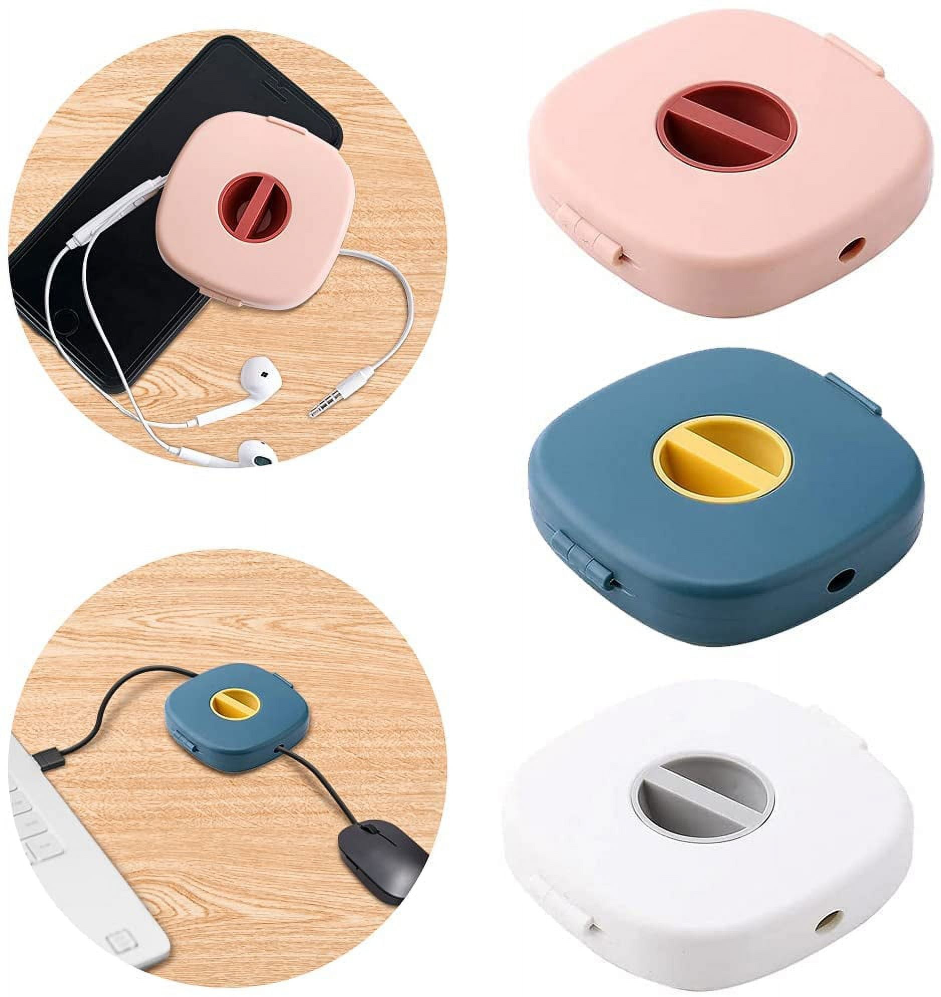 3pcs Cable Management Retractable Cord Organizer: 2-in-1 Cord Management Case Mobile Phone Holder, Cable Tidy Storage Protector Wire Winder for USB Cable,Headset Cord,Mouse Wire,Charger Cabl