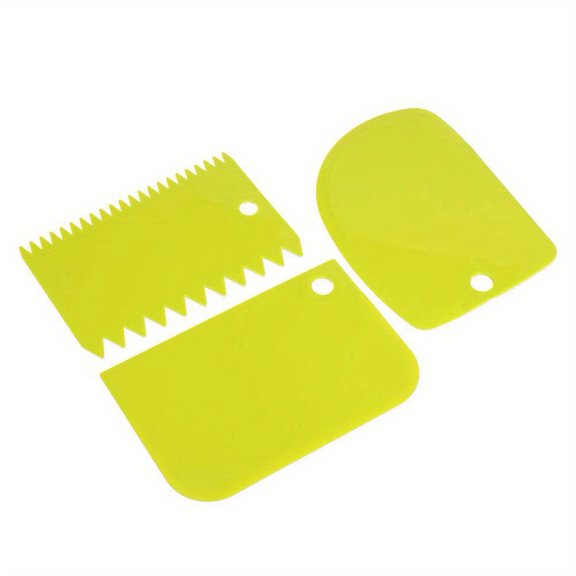 3pcs Cake Scraper Smoother Set, Cake Icing Smoother Tool For Cake Decoration, Plastic Dough Scraper, Flexible Bowl Scraper For Baking