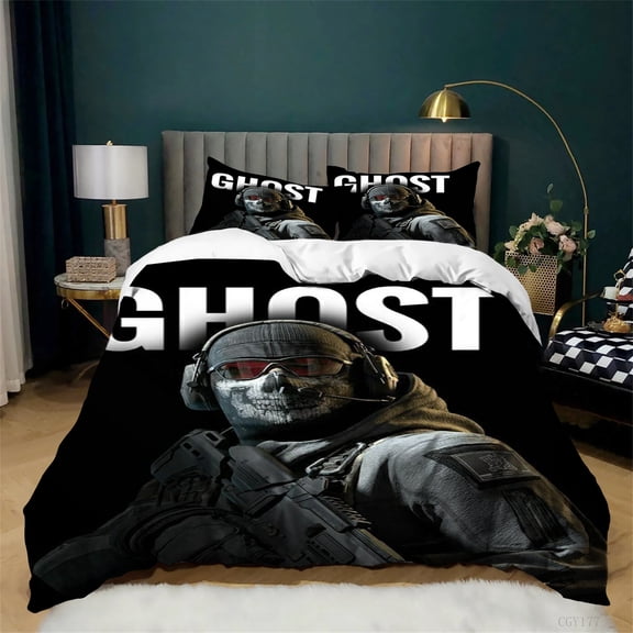 3pcs Call of Duty Bedding Set Soft Comfortable Quilt Cover for Bedroom Lightweight Duvet Cover Set with Zipper Closure