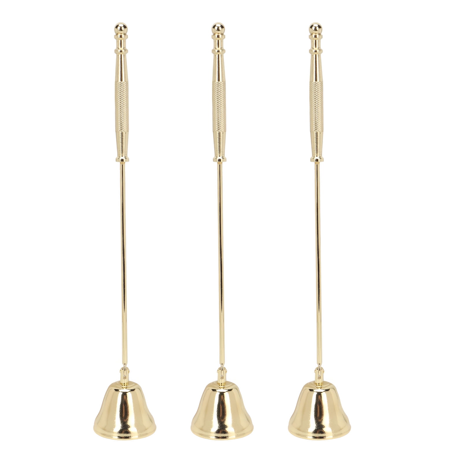 3pcs Candle Snuffer Golden Iron Plating Bell Shaped Long Handle Candle