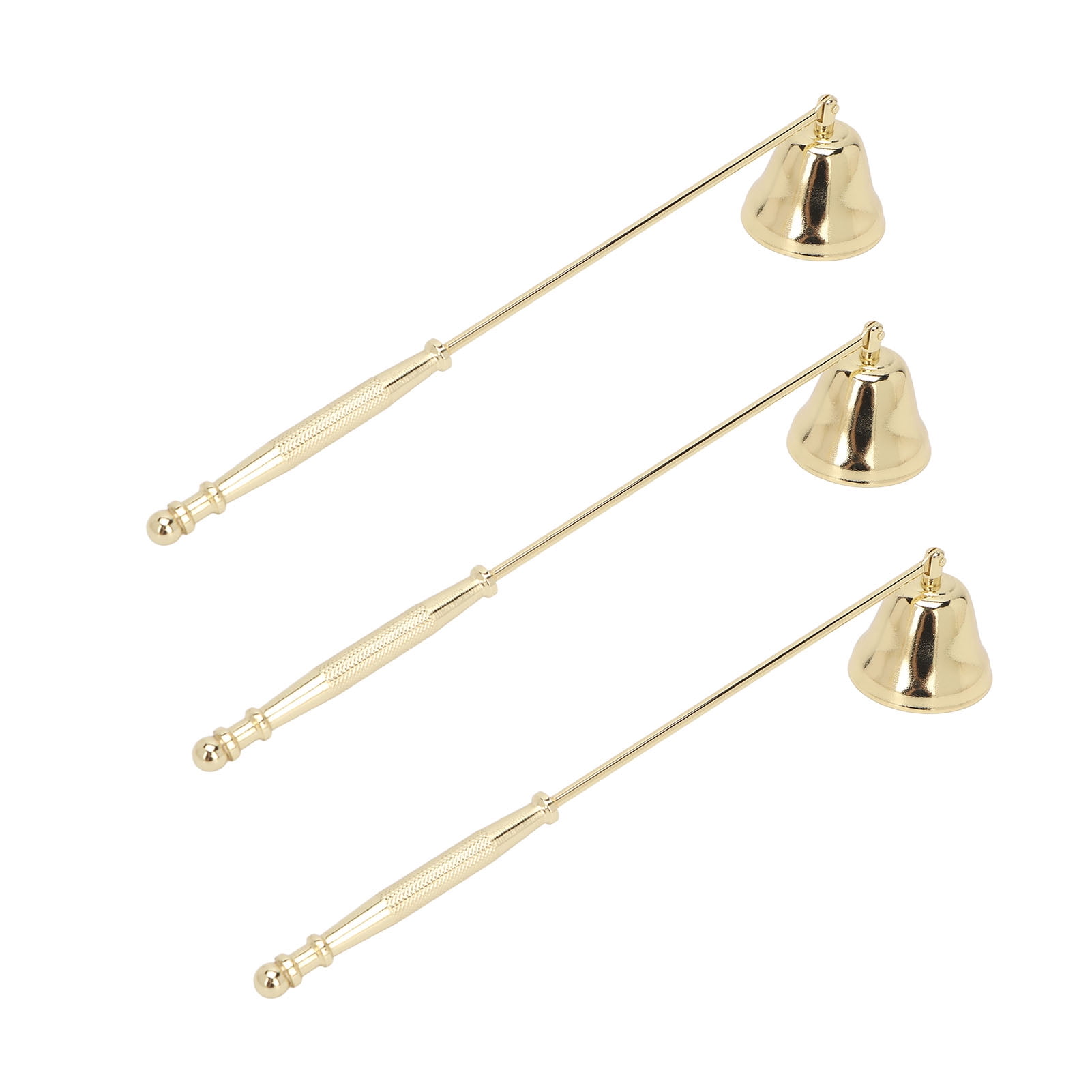 3pcs Candle Snuffer Golden Iron Plating Bell Shaped Long Handle Candle