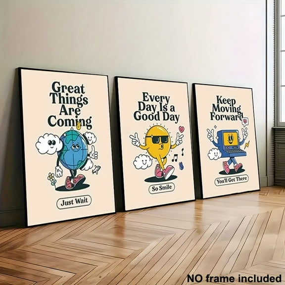 3pcs, Canvas Art, Frameless Set of 3 Decorative Paintings, Multiple Sizes Available, Growth Mindset Posters with Inspirational Quotes, Wall Art for Home, Office, Study Room, Living Room, and Bedroom