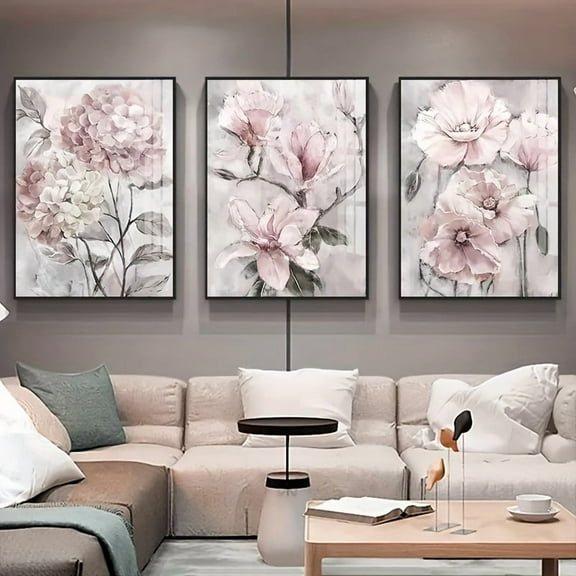 3pcs Canvas Painting, Beautiful Flowers Canvas Posters, For Living Room Wall Art, Perfect Home Decor, No Frame