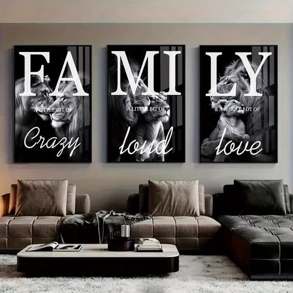 3pcs Canvas Painting, Family Lions Wall Art, Ideal Gift for Living Room, Kitchen, Decor Wall Art Wall Decor, Home Decor, Wall Art, Room Decor, Room Decoration, No Frame