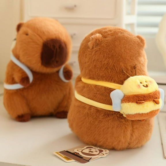 3pcs Capybara Stuffed Animal Plush with Turtle Backpack/Bee Bag/Oyster Shoulder Bag, 9in Soft Capybara Plushies Toy Doll for Festival Gift Party Favors Room Decor