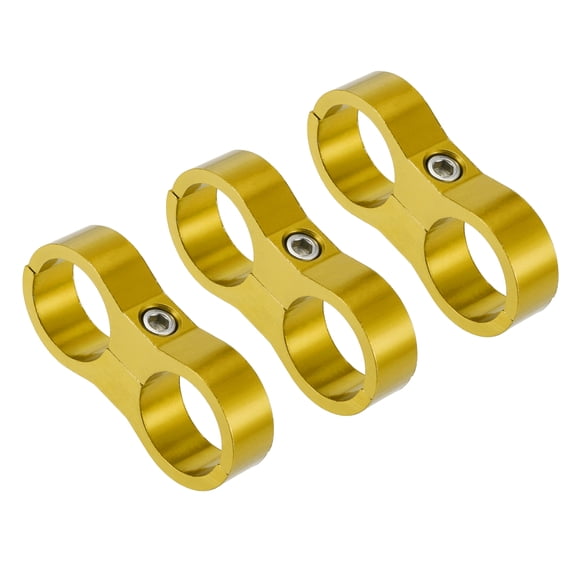 3pcs Car AN12 24mm Hose Separator Clamp Oil Line Brake Line Aluminum Alloy Fuel Line Bracket Gold Tone