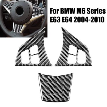 3-Piece Carbon Fiber Steering Wheel Trim Cover Set For BMW 6 Series E63 E64 04-10