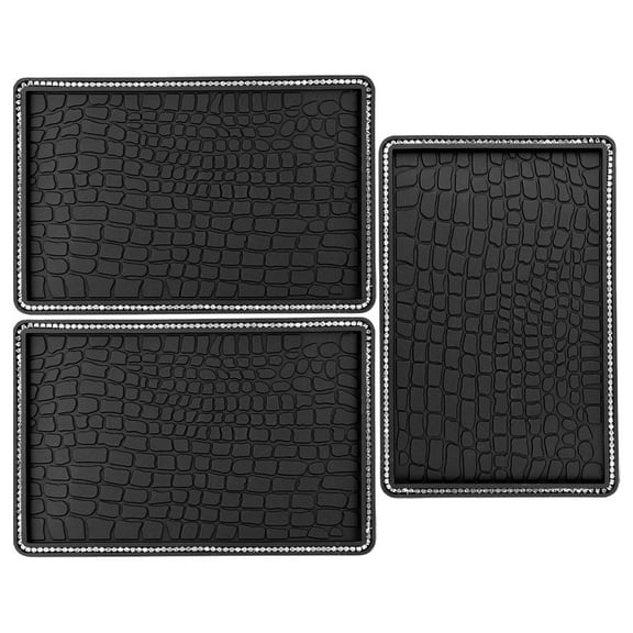 Masteelf 3pcs Universal Car Dashboard Anti Slip Mat Black PVC Phone Pad Non Slip Glitter Dashboard Mat for Phones and Keys