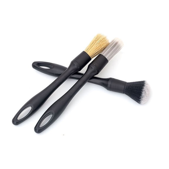 3pcs Car Detailing Brushes Set,Boars Hair Auto Car Detail Brush Kit No Scratch, Car Detailing Kit for Clean Interior or Exterior, Wheels, Tires, Engine Bay, Leather Seats