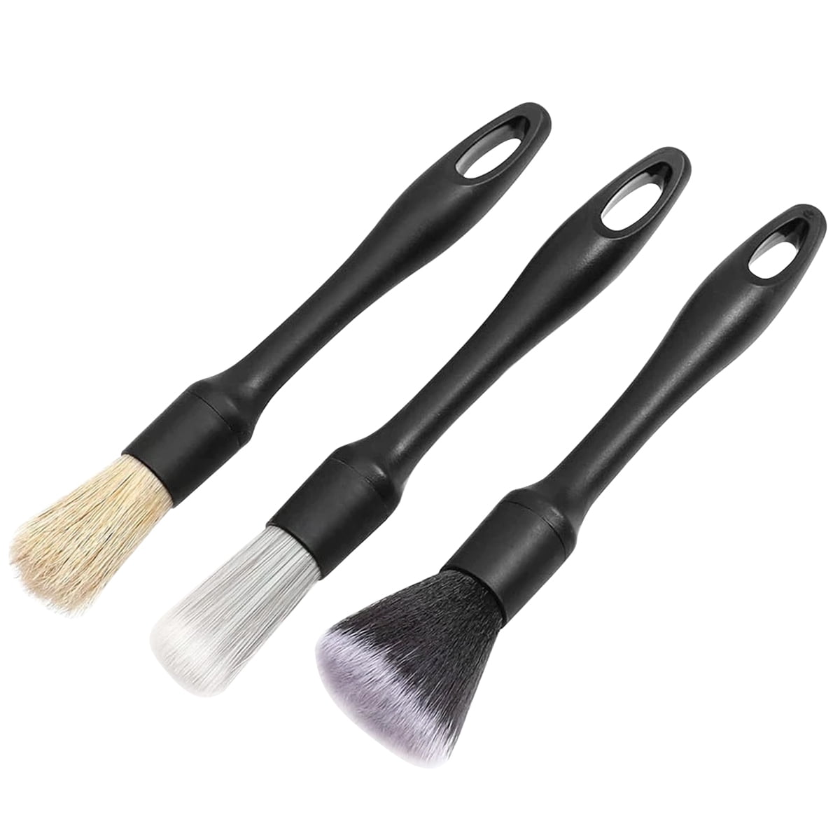 3pcs Car Detailing Brushes Set Soft Auto Detailing Brush Kit Interchangeable Different Sized Car Detail Cleaning Tool Reusable Car Detailing Brush for Car Interior Exterior Wheels