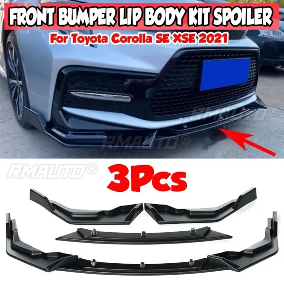 3pcs Car Front Bumper Splitter Lip Diffuser Spoiler Cover Trim Fins Protection Guard For Toyota Corolla SE XSE 2021 Body Kit