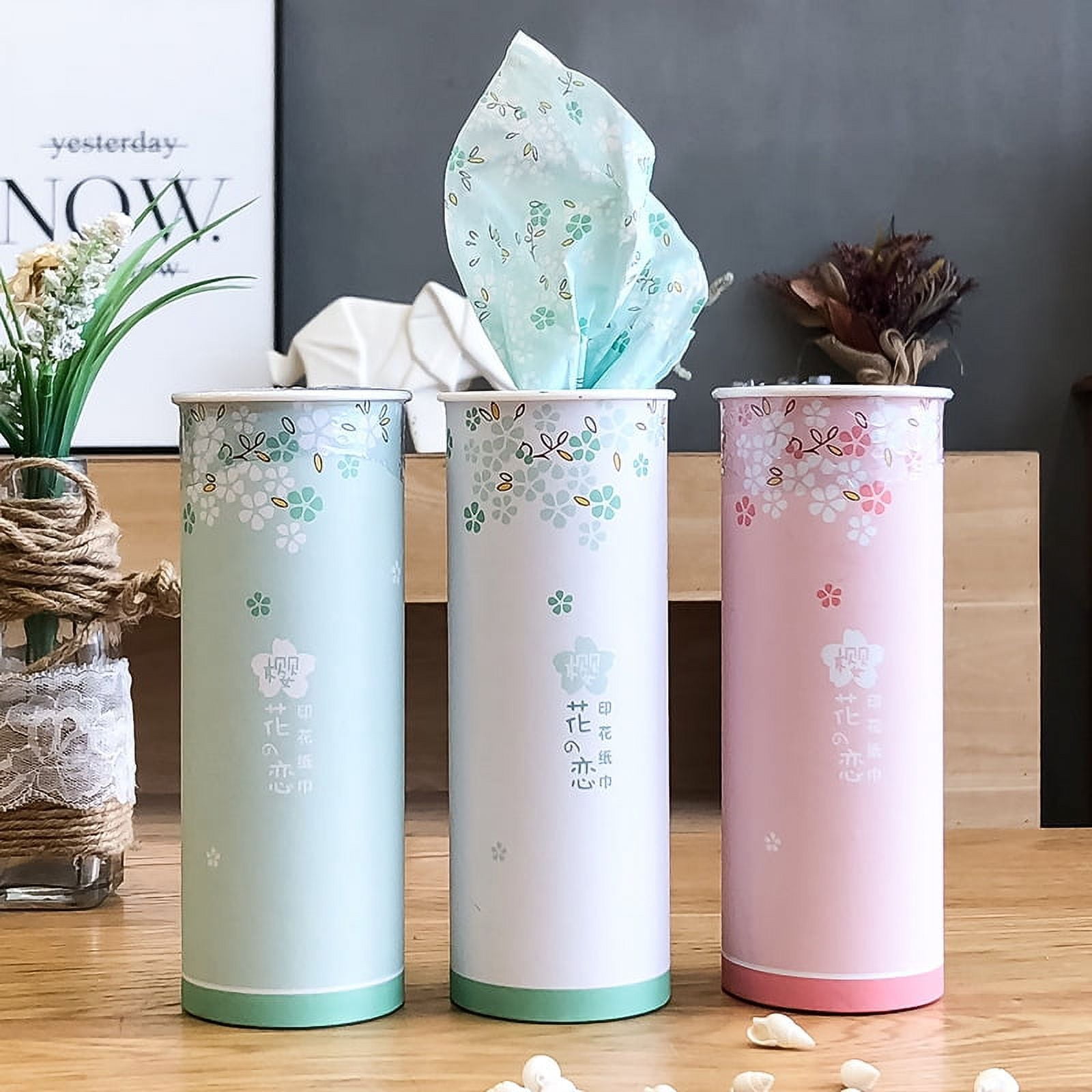 3pcs Car Tissues with Box Car Tissue Round Tissue Holder Travel