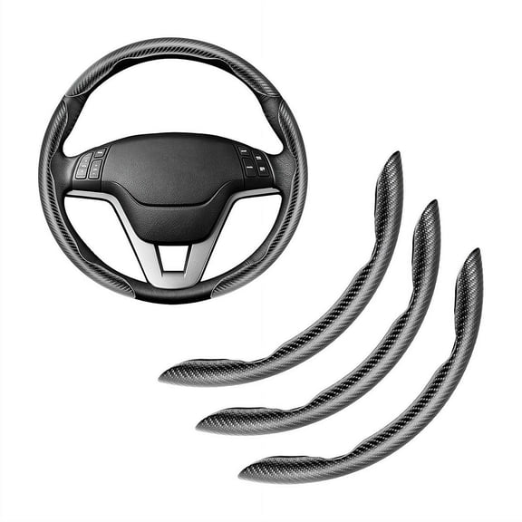3pcs Carbon Fiber Anti-Skid Steering Wheel Cover, Waterproof & Segmented Design, Universal 99% Vehicle Wheel Cover Protector, Car Interior Accessories