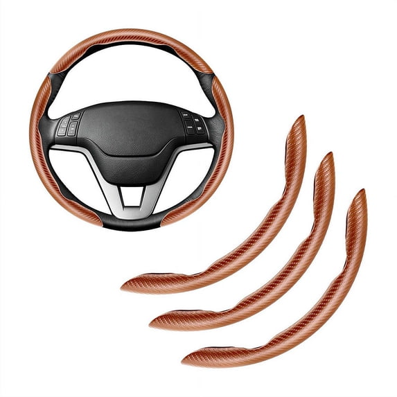 3pcs Carbon Fiber Anti-Skid Steering Wheel Cover, Waterproof & Segmented Design, Universal 99% Vehicle Wheel Cover Protector, Car Interior Accessories