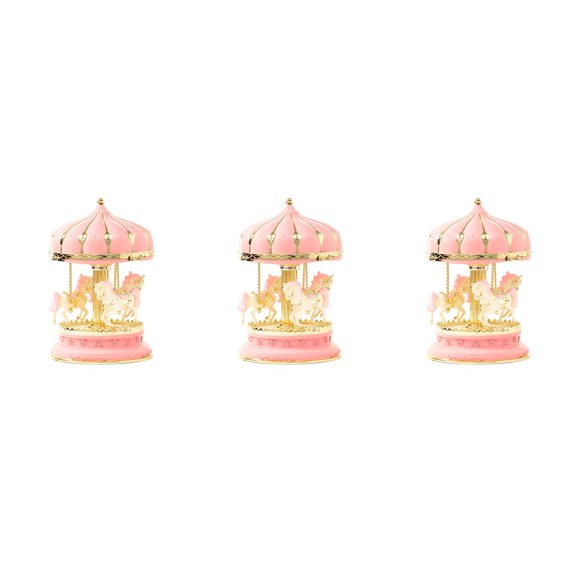 PartyKindom Pink Rotating Music Box Wooden Horse Romantic Desktop Adornment