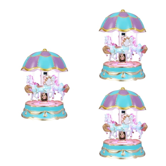Toyandona Blue ABS Carousel Music Box LED Light Classic Design Home Use