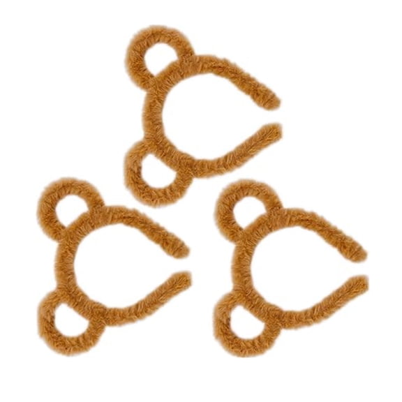 3pcs Cartoon Bear Ear Headbands Plush Headwears Holiday Hair Accessories Christmas Costume Decorations