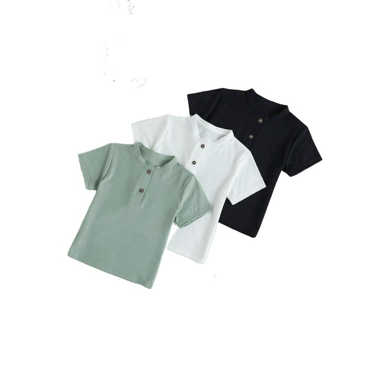 3pcs Casual 3pcs Solid Round Neck Short Sleeve Multicolor Toddler Boy Polo Shirts Boy s Walmart