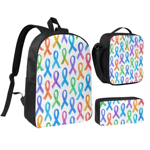 3pcs Casual Daypack 17 Inch Backpack Set Bookbag+Pencil Case+Lunch Bag ...