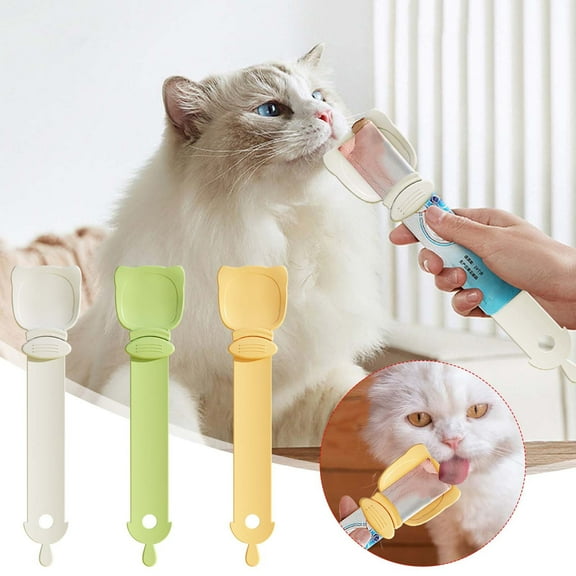 3pcs Cat Treat Spoon Squeeze,Cat Strip Feeder Spoon,Multi-Function Cat Treat Dispenser,Easy Feeding Cat Spoon For Licky Treats,Cat Food Spoon For Wet Food(3 Color)