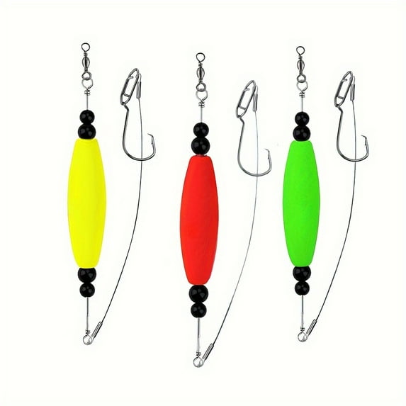 3pcs Catfish Float Rigs With 6/0 Hook, Santee Rig For Catfishing, Rattling Cork Foam Peg Float Rigs, Fishing Accessories