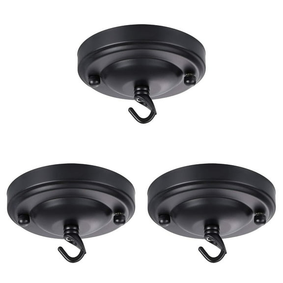 3-Pack Retro Style Ceiling Cover Plates with Chandelier Hook for Light Fixture Mounting and Home Decor