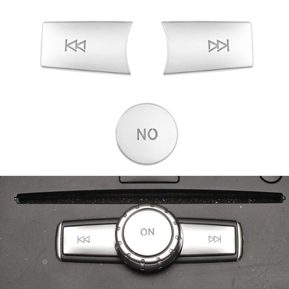 Set Di 3 Pulsanti Copertura In ABS Cromato Per Consolle Centrale Mercedes-Benz Classe C W204 E GLK X204
