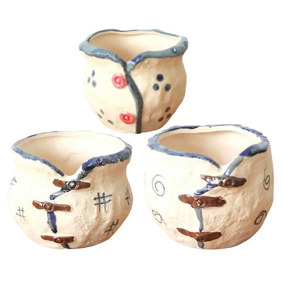 3pcs Ceramic Succulent Flowerpot