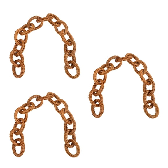 WEUVEB Rustic 3Pack Rattan Chain Link Decor Warm Home Style Wall Hanging Brown