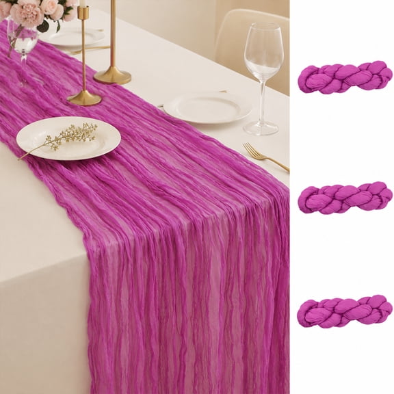 3pcs Cheesecloth Table Runner Boho Decor for Home 90x180cm Table Cloth for Tea Wedding Birthday Party Baby Bridal Shower Halloween Thanksgiving