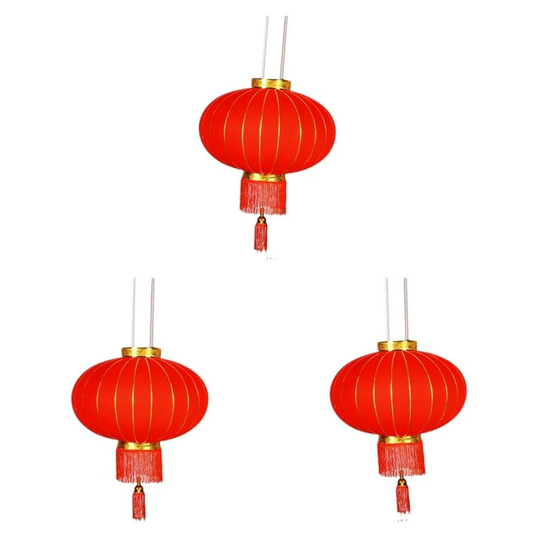 3pcs Chinese Lunar New Year Lanterns Lucky Hanging Lanterns