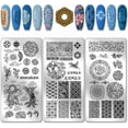 thumbnail image 1 of 3pcs Chinese Porcelain Nail Stamping Plates Dragon Phoenix Patterns Nail Art Templates Pottery Texture Nail Art Stencils Flower Nail Image Plates for Women Nail Design Salon 4.7x2.3 Inch diy, 1 of 7