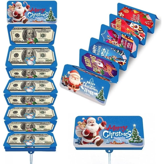 3pcs Christmas Cash Gift Envelope, Money Holders Card Book, Creative DIY Foldable Santa Themed Paper Money Holder, With Slots, Surprise Xmas Gifts (blue)