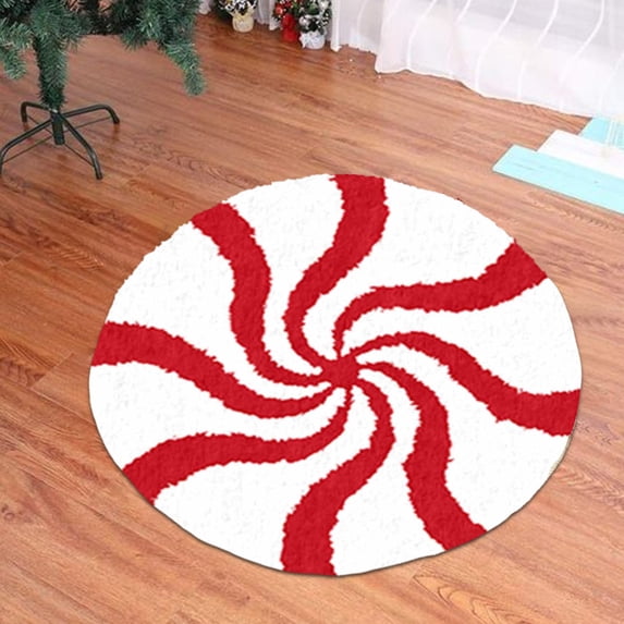 3pcs Christmas Decor 80x80cm Living Room Decor Christmas Style Carpet Lazy Wind Carpet-friendly Bedroom Bedside Blanket Strip Stain Window Carpet Tatami Mat Gifts