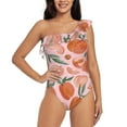 thumbnail image 1 of Rateoe Painting Peach Pattern Women One Piece Swimsuits Tummy Control One Shoulder Bathing Suits Ruffle Swimwear-Small, 1 of 6