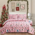 thumbnail image 1 of 3pcs Christmas Quilt Twin/Queen/King Christmas Bedding Set, Xmas Tree Elk Snowflake Christmas Holiday Quilt Set, Rustic Cabin Lightweight Reversible Microfiber Christmas Bedspread Coverlet Ultra Soft, 1 of 22