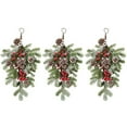 thumbnail image 1 of 3pcs Christmas Teardrop Swag Garland Artificial Winter Greenery with Red Berries Pine Cones, Rattan Hanging Decor for Wall Door Window, Festive Holiday Decoration for Front Door Home Decor, 1 of 9